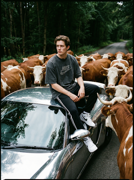 Cow herd sports car