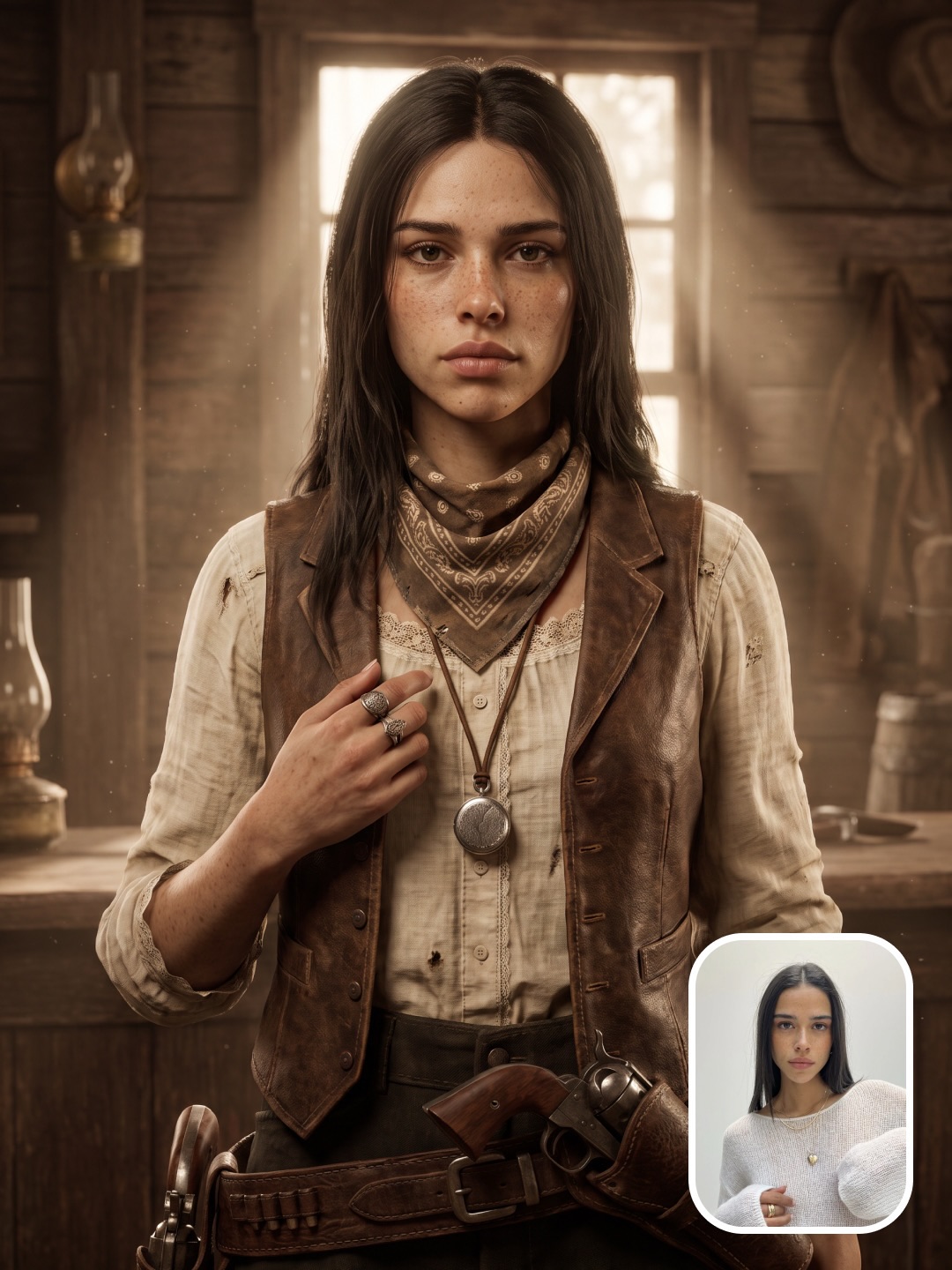 Frontier portrait with the reference inset