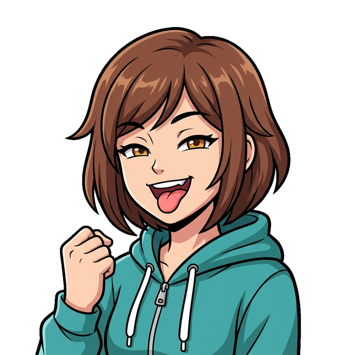 Female character presenter laugh pose