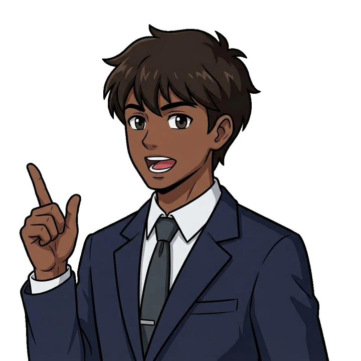 Male character presenter talk pose